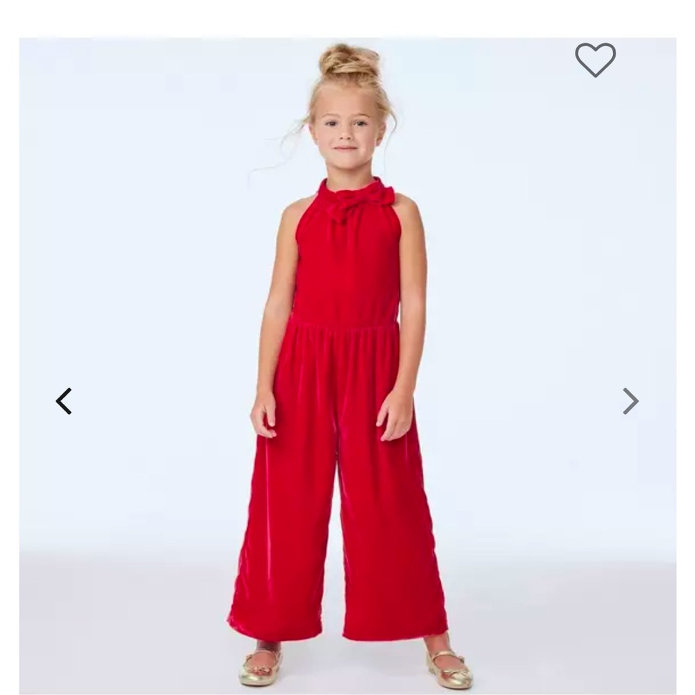 Toddler girls red velvet Janie and Jack jumpsuit